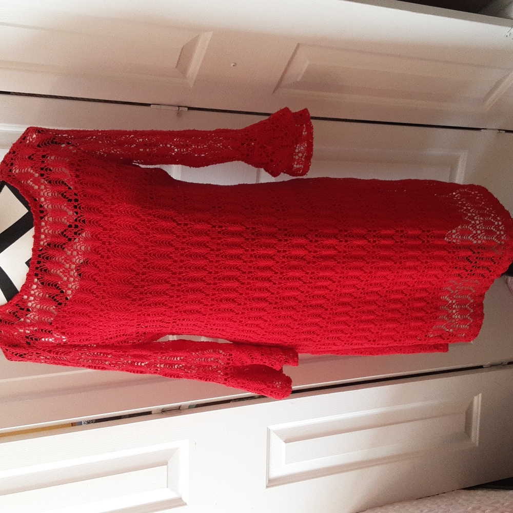 Studio One sz10 Beautiful Red crochet dress - Picture 1 of 4